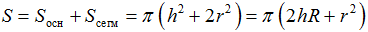 Формула Площадь полной поверхности шарового сегмента